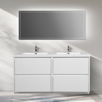 WOODBRIDGE | Freestanding Double Bathroom Vanity | with White Resin Composite Double Sink Top
