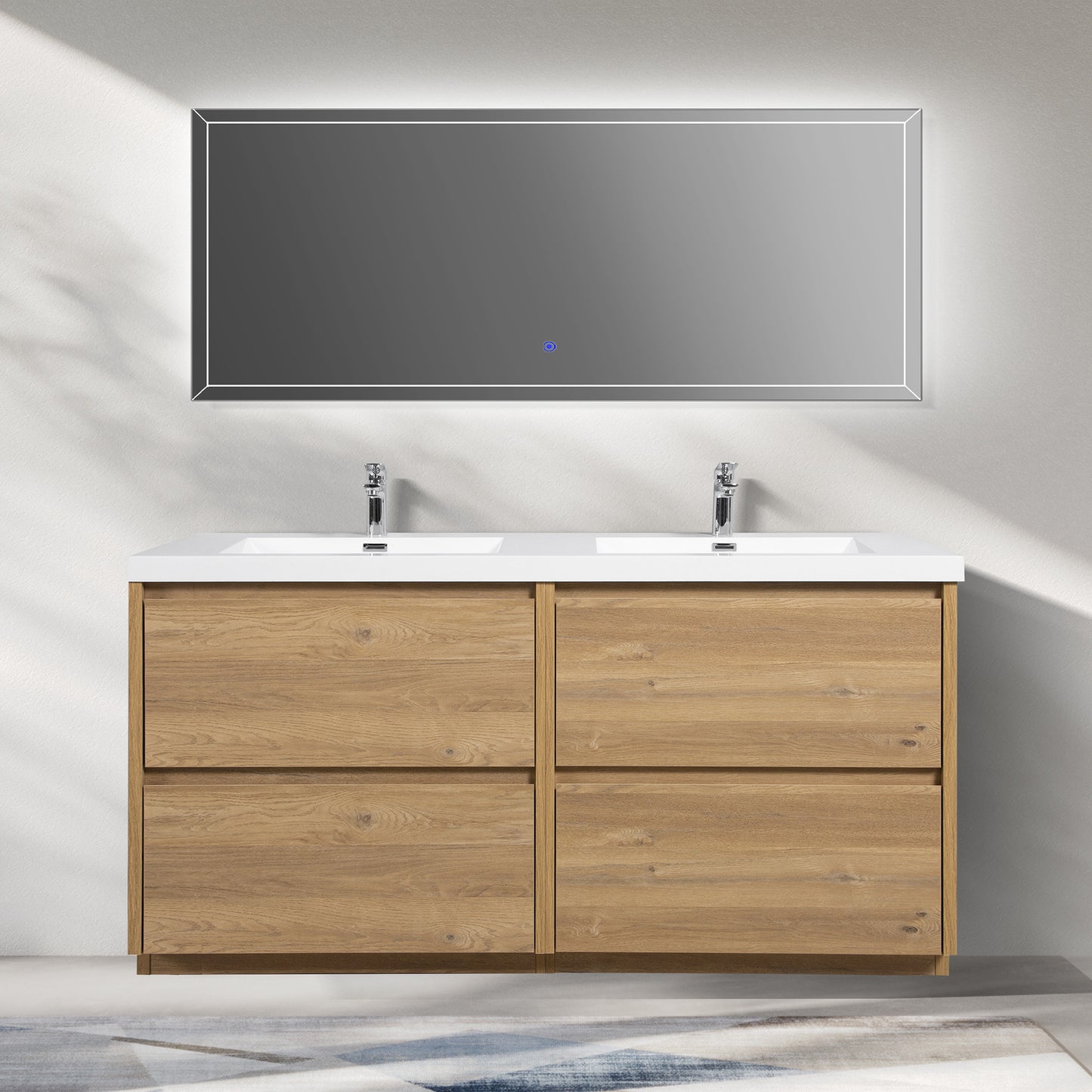 WOODBRIDGE | Freestanding Double Bathroom Vanity | with White Resin Composite Double Sink Top