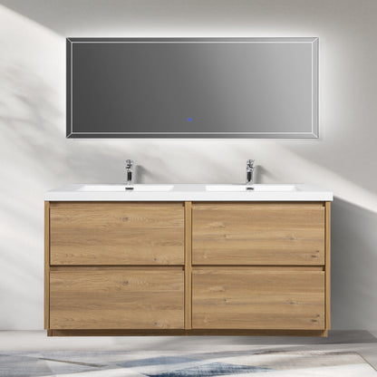 WOODBRIDGE | Freestanding Double Bathroom Vanity | with White Resin Composite Double Sink Top