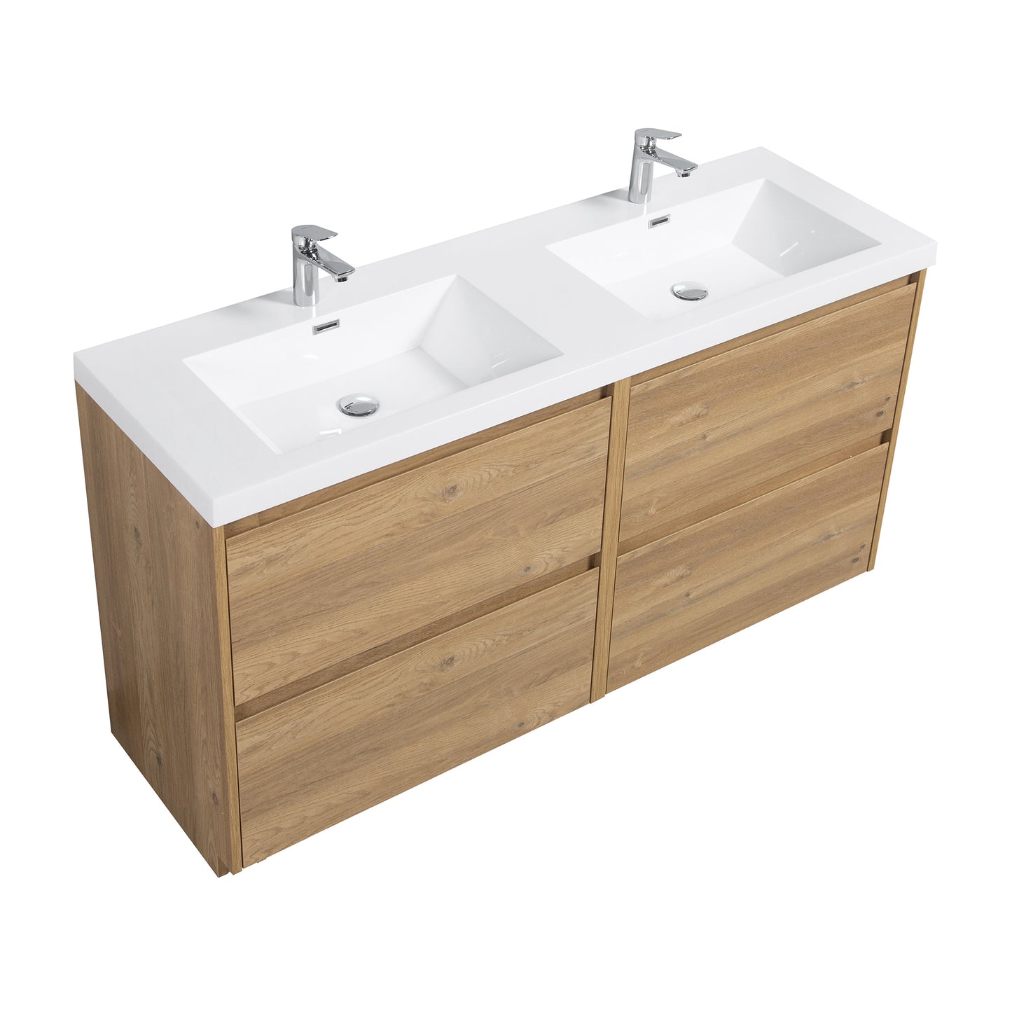 WOODBRIDGE | Freestanding Double Bathroom Vanity | with White Resin Composite Double Sink Top