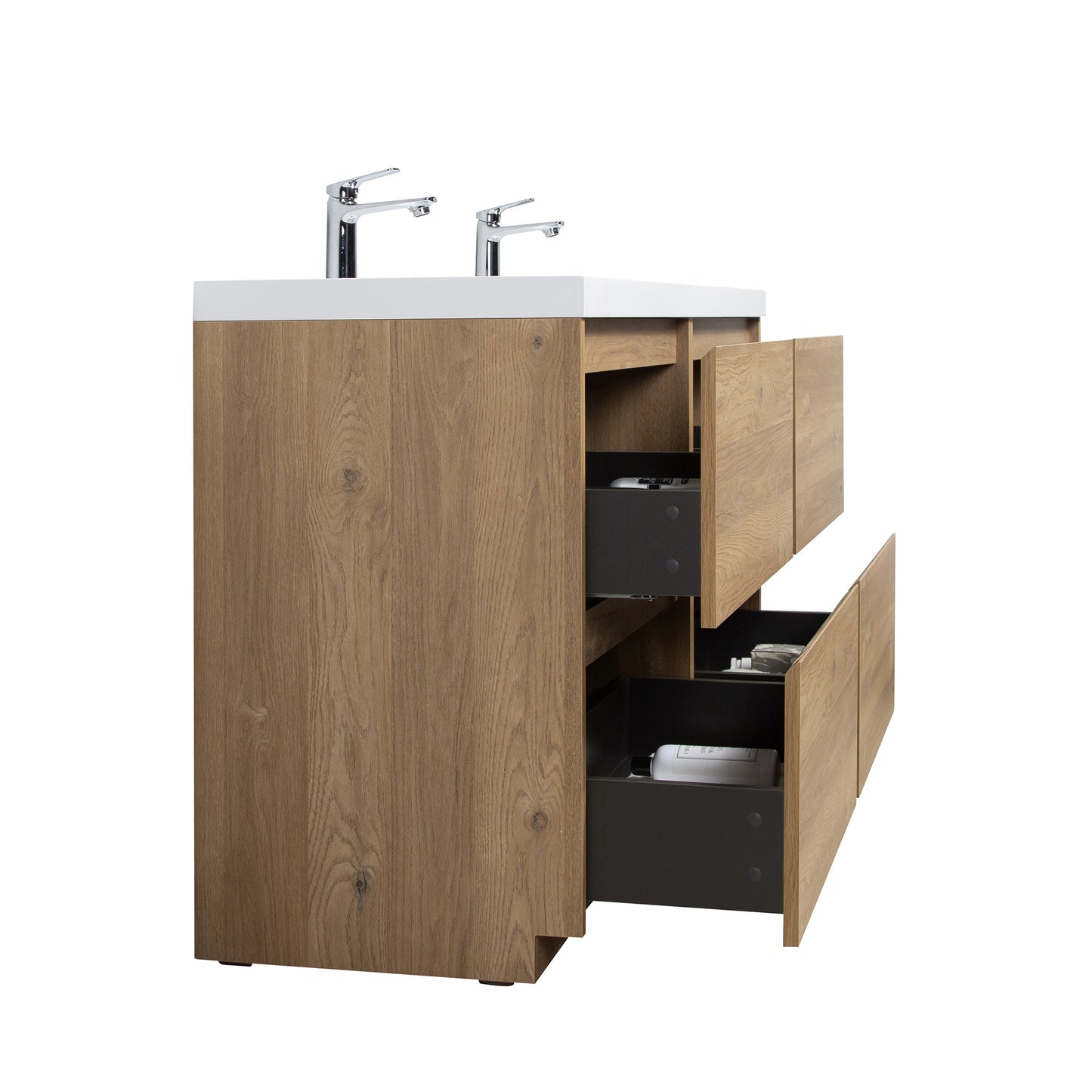 WOODBRIDGE | Freestanding Double Bathroom Vanity | with White Resin Composite Double Sink Top