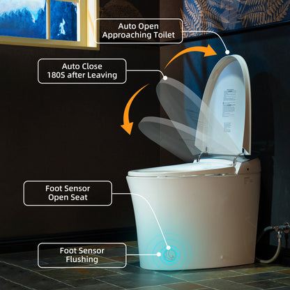 WOODBRIDGE EBT230 | Smart Bidet Toilet | Auto Open & Close with Foot Sensor | Hands-Free Auto Flush with Heated Seat