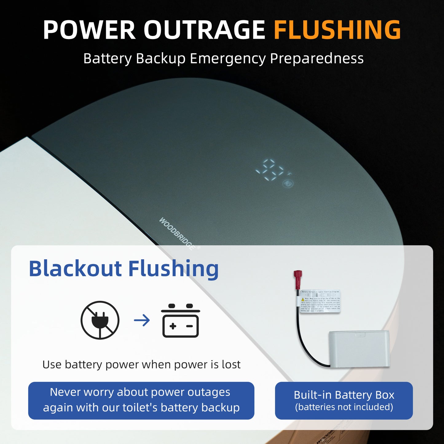 WOODBRIDGE EBT230 | Smart Bidet Toilet | Auto Open & Close with Foot Sensor | Hands-Free Auto Flush with Heated Seat