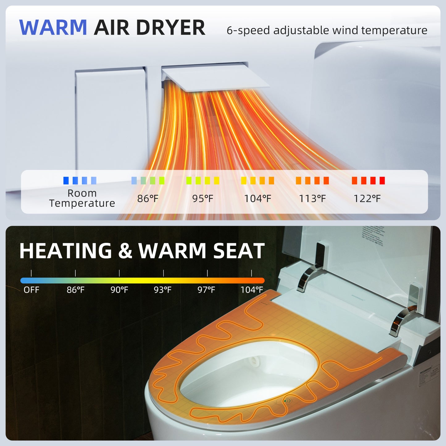 WOODBRIDGE EBT230 | Smart Bidet Toilet | Auto Open & Close with Foot Sensor | Hands-Free Auto Flush with Heated Seat