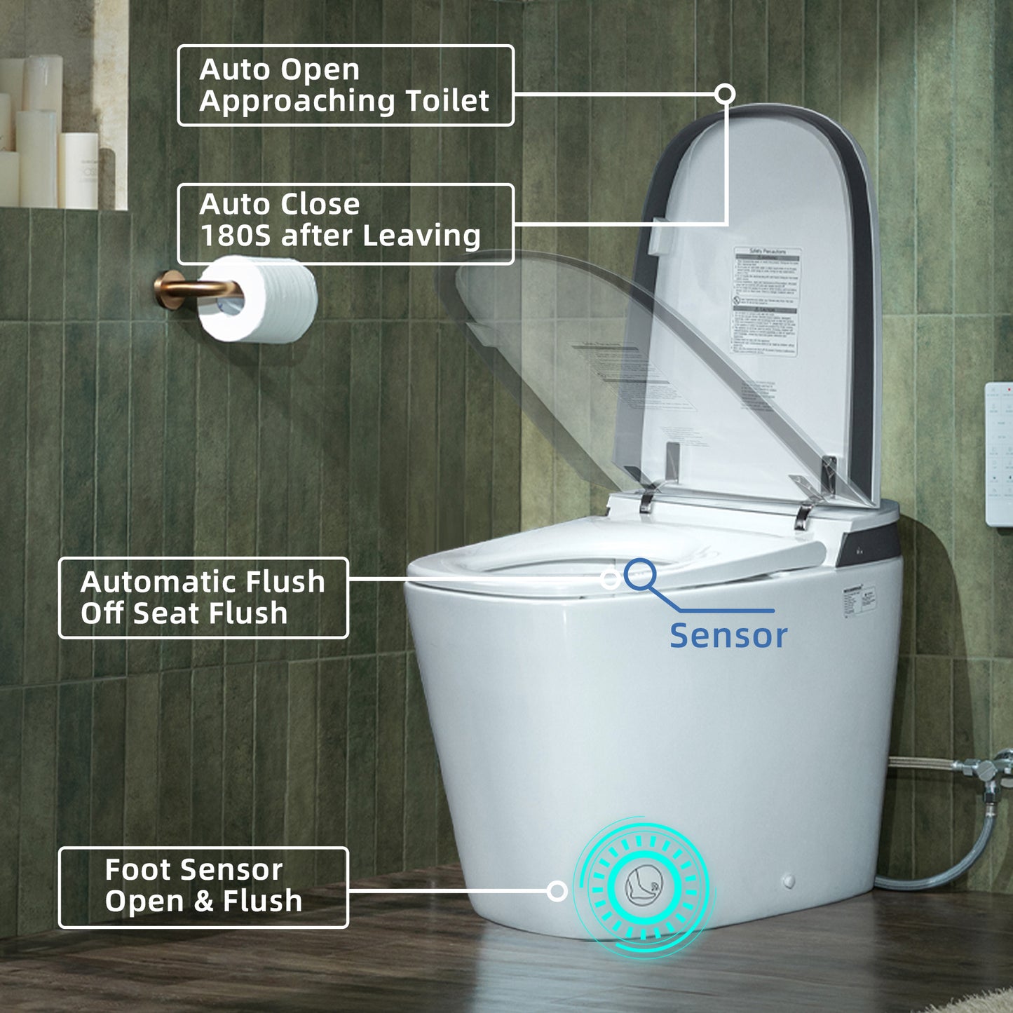 WOODBRIDGE EBT350 | ADA-Compliant Smart Bidet Toilet | Automatic Open/Close Lid | Heated Seat | Auto Flush