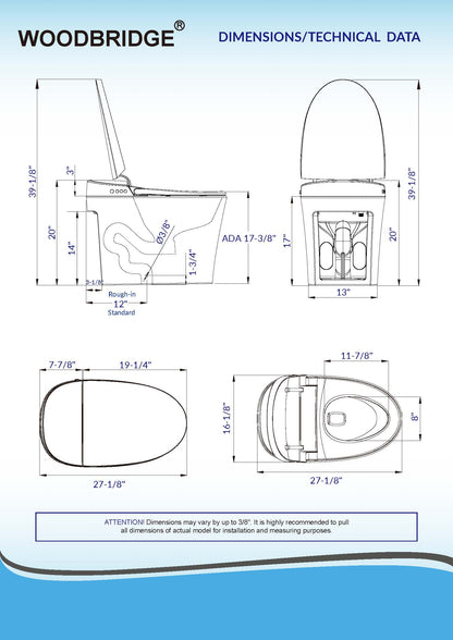 WOODBRIDGE B0970S-3.0 | Smart Bidet Toilet | Auto Flush | Heated Seat & Foot Sensor