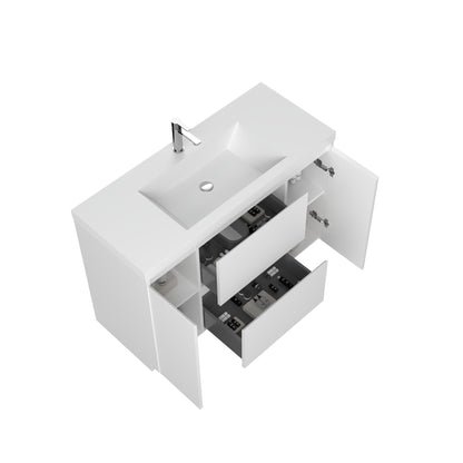 WOODBRIDGE | Freestanding Bathroom Vanity | with Glossy White Resin Composite Top, Integrated Sink