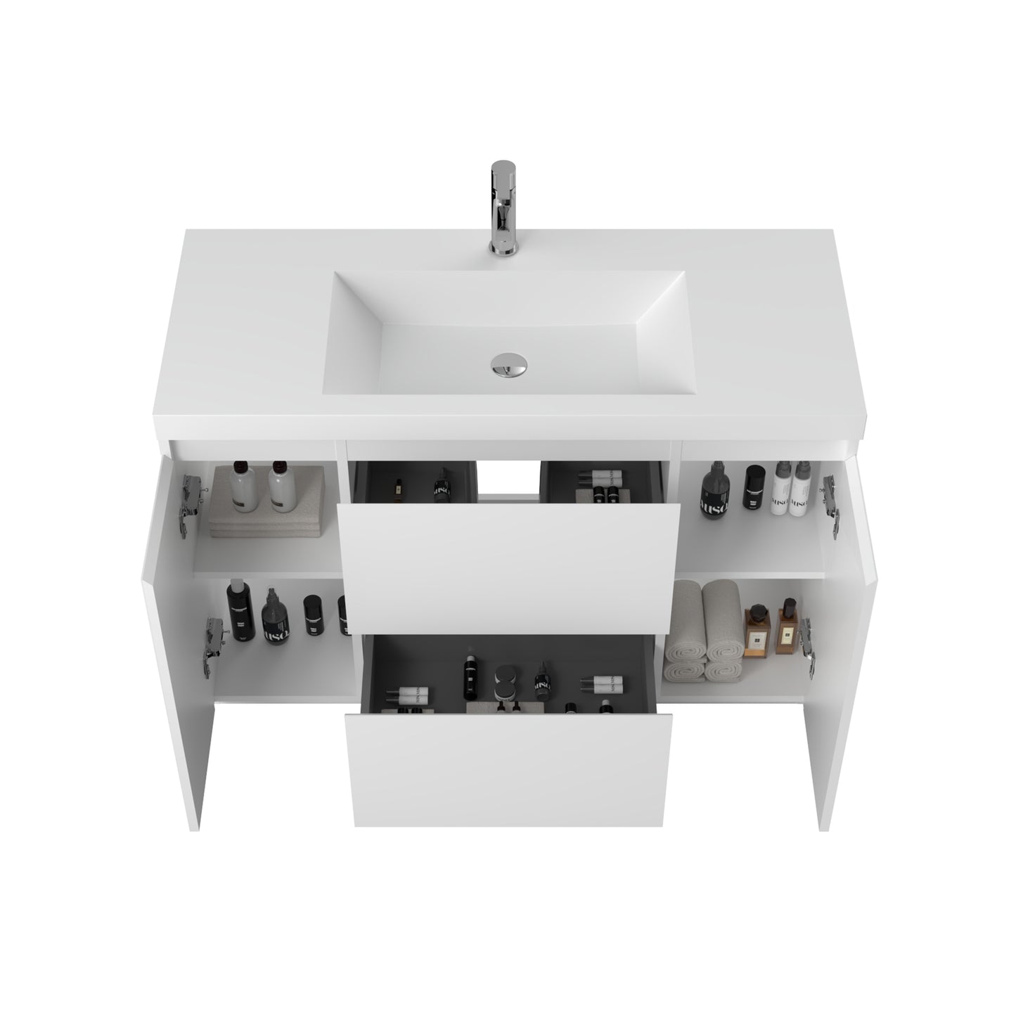 WOODBRIDGE | Freestanding Bathroom Vanity | with Glossy White Resin Composite Top, Integrated Sink