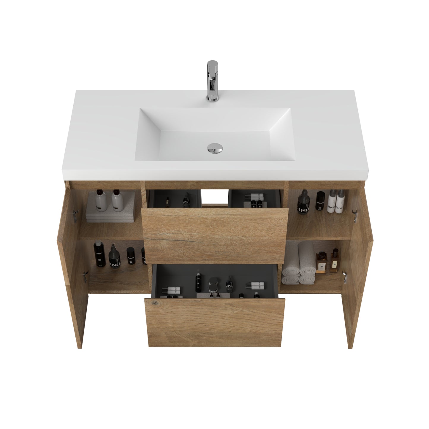 WOODBRIDGE | Freestanding Bathroom Vanity | with Glossy White Resin Composite Top, Integrated Sink