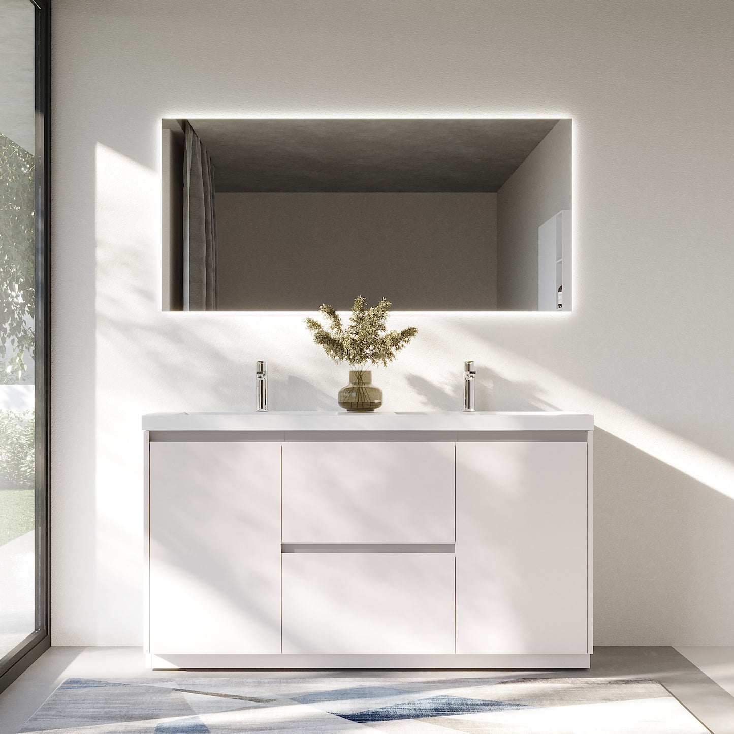 WOODBRIDGE | Freestanding Bathroom Vanity | with Glossy White Resin Composite Top, Integrated Sink