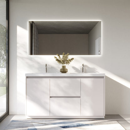 WOODBRIDGE | Freestanding Bathroom Vanity | with Glossy White Resin Composite Top, Integrated Sink