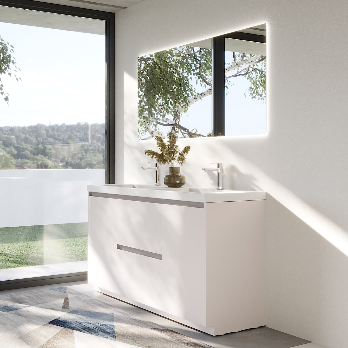 WOODBRIDGE | Freestanding Bathroom Vanity | with Glossy White Resin Composite Top, Integrated Sink