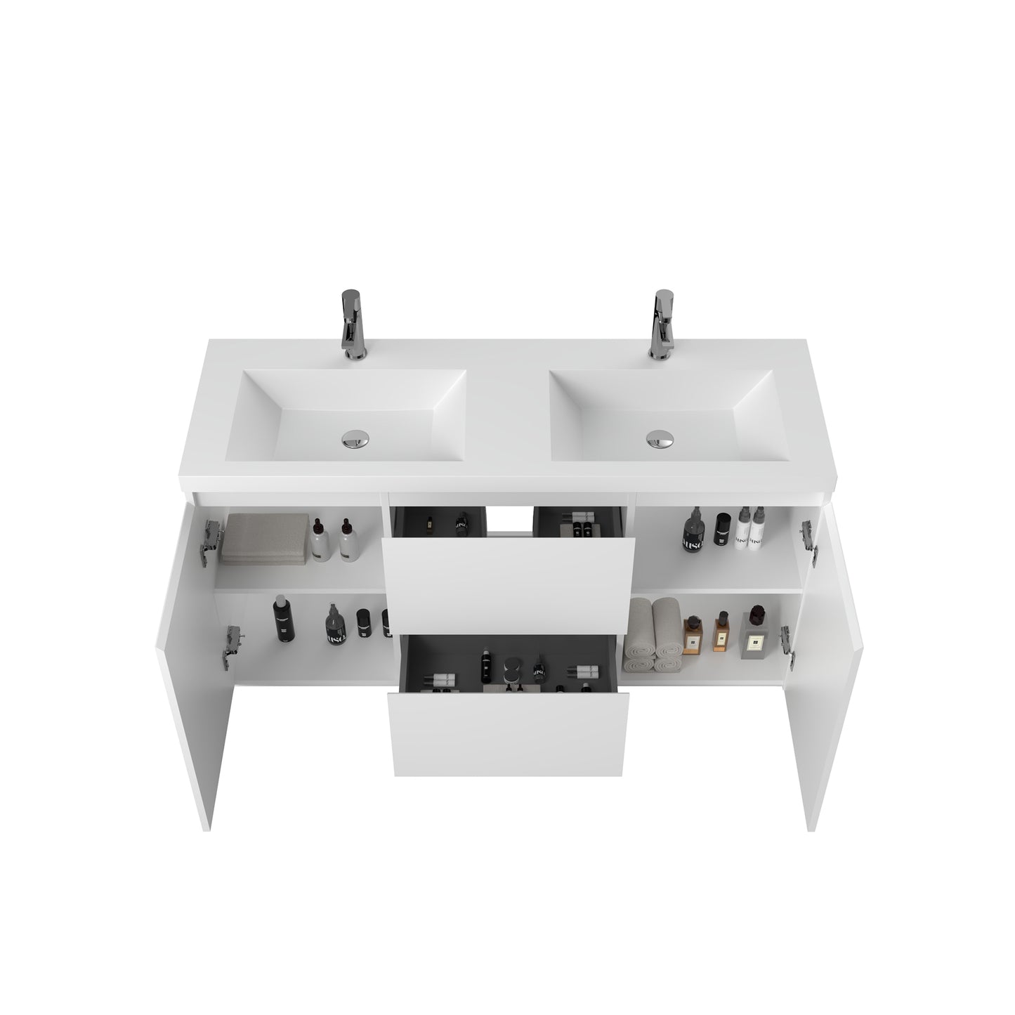 WOODBRIDGE | Freestanding Bathroom Vanity | with Glossy White Resin Composite Top, Integrated Sink