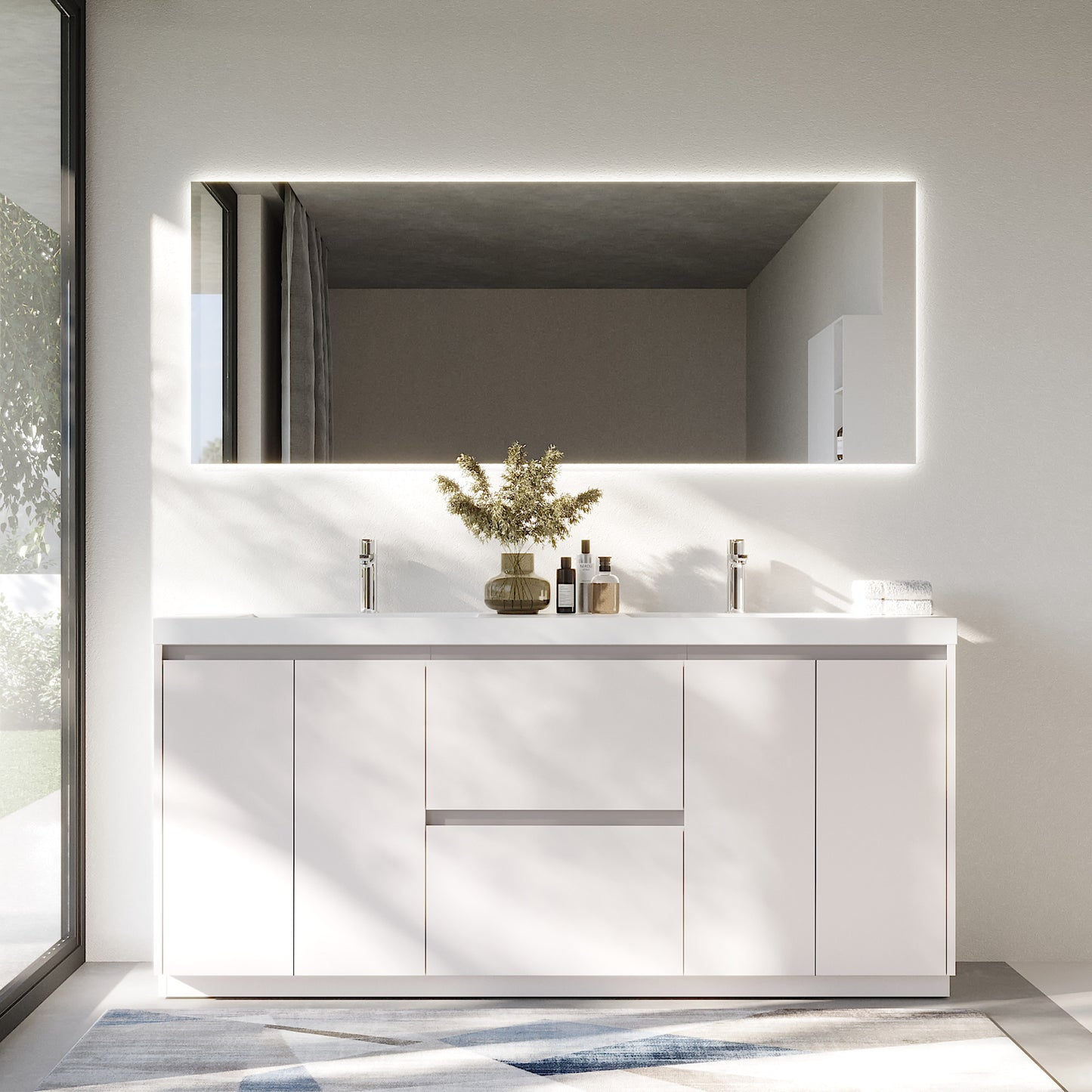 WOODBRIDGE | Freestanding Bathroom Vanity | with Glossy White Resin Composite Top, Integrated Sink