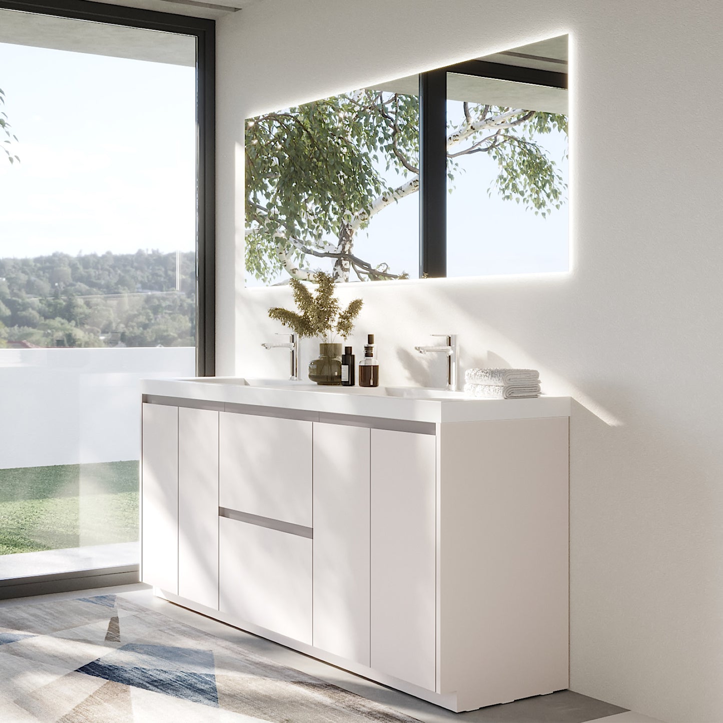 WOODBRIDGE | Freestanding Bathroom Vanity | with Glossy White Resin Composite Top, Integrated Sink