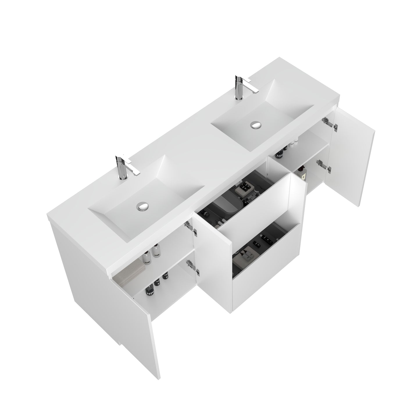 WOODBRIDGE | Freestanding Bathroom Vanity | with Glossy White Resin Composite Top, Integrated Sink