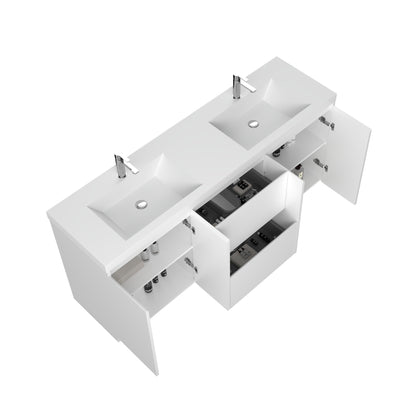 WOODBRIDGE | Freestanding Bathroom Vanity | with Glossy White Resin Composite Top, Integrated Sink