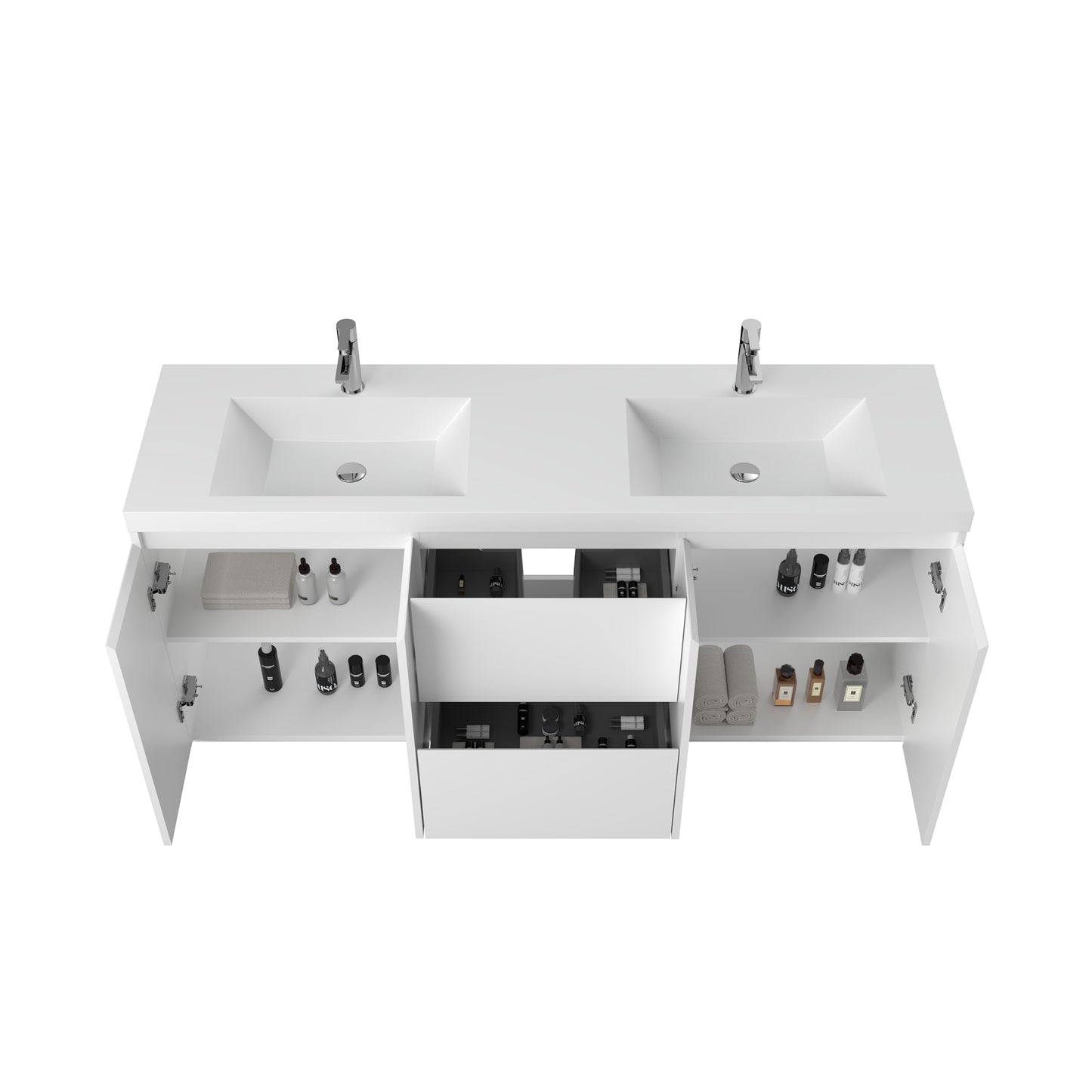WOODBRIDGE | Freestanding Bathroom Vanity | with Glossy White Resin Composite Top, Integrated Sink