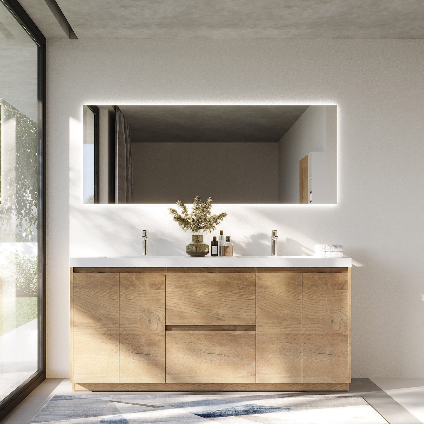 WOODBRIDGE | Freestanding Bathroom Vanity | with Glossy White Resin Composite Top, Integrated Sink