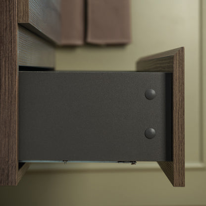 WOODBRIDGE | Wall-Mounted Floating Bathroom Vanity | Glossy White Resin Top | Gray Oak Cabinet