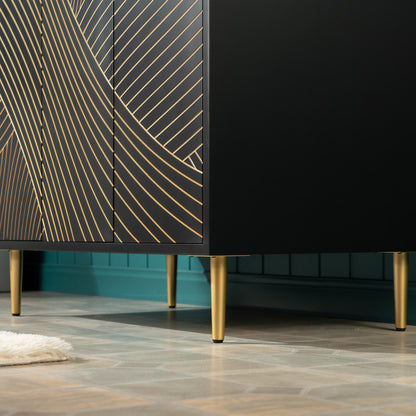 WOODBRIDGE | Modern Bathroom Vanity | with White Engineered Stone Top, Undermount Sink, Black & Gold Accents & Space-Saving Thin-Leg Design
