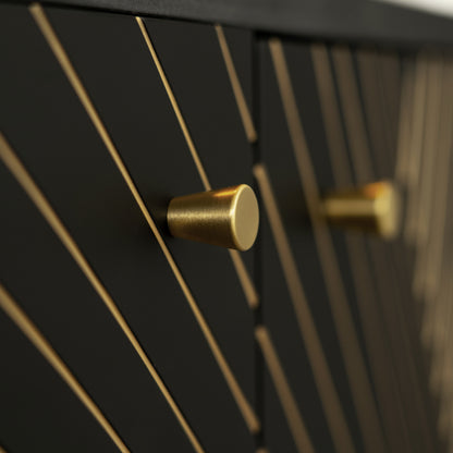 WOODBRIDGE 60" Bris-BG-60D | Double Sink Bathroom Vanity | with Round Ceramic Vessel Sinks, Black Engineered Stone Top, Thin-Leg Design & Black/Gold Accents