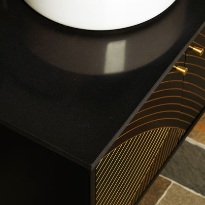 WOODBRIDGE Bris-BG-60DFW | 60" Wall-Mounted Floating Double Bathroom Vanity with Black Stone Top & Dual Vessel Sinks