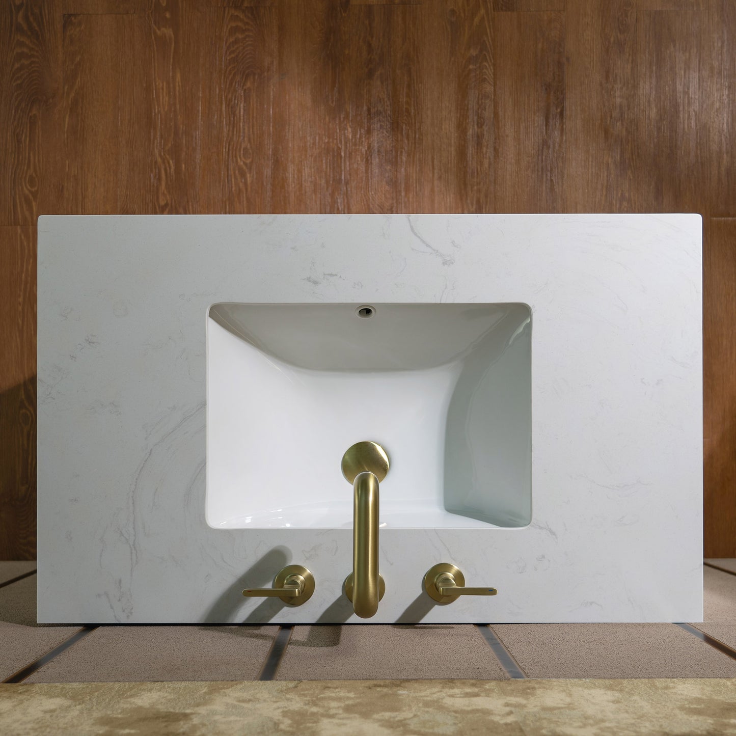 WOODBRIDGE 36" Cairo.WH.3A | Bathroom Vanity | with White Engineered Stone Top, Ceramic Undermount Sink, White Finish, 3D Wave Pattern Doors & Thin-Leg Design