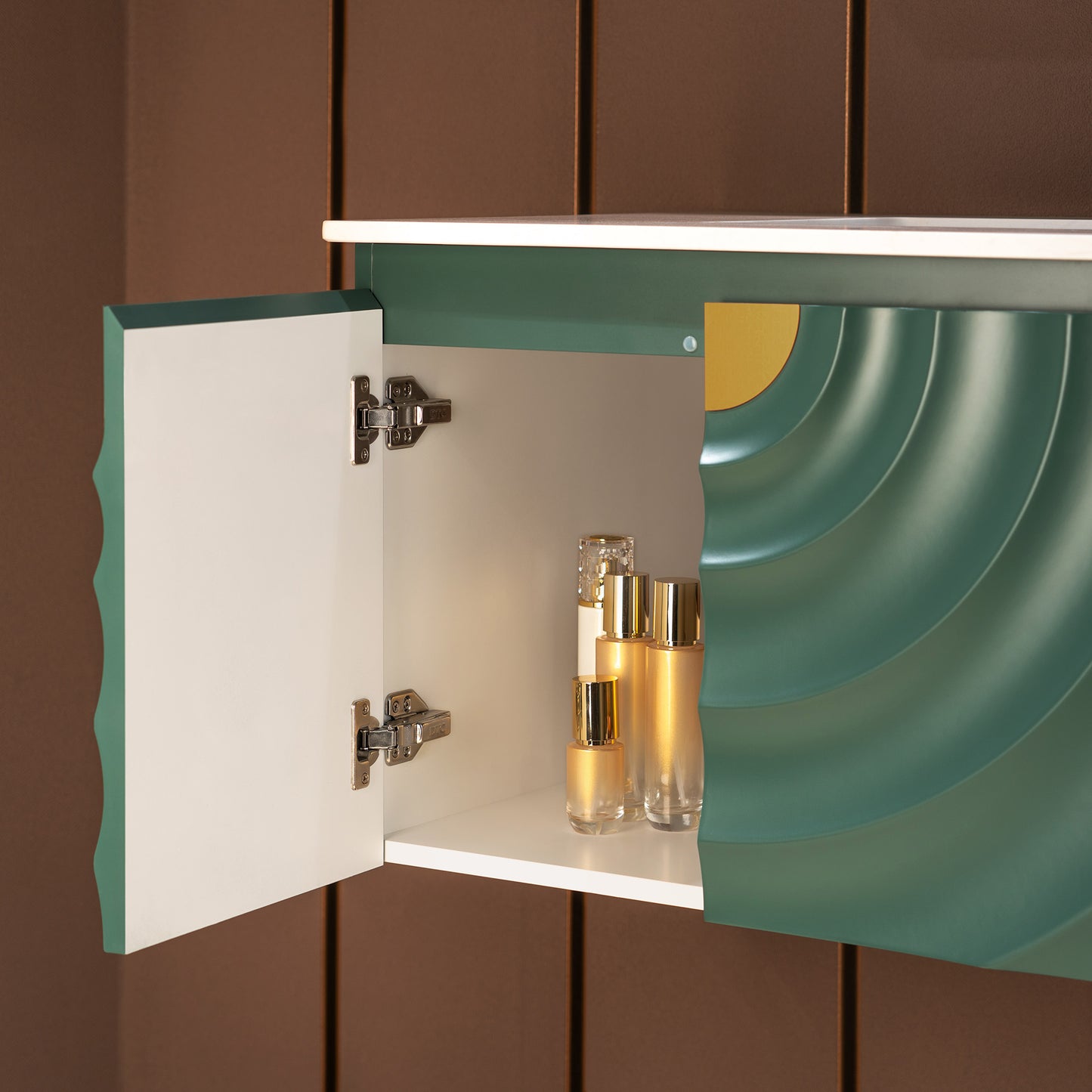 WOODBRIDGE 36" Cairo-GRN-36FW | Wall-Mounted Floating Bathroom Vanity with White Stone Top, Ceramic Undermount Sink & Green Cabinet
