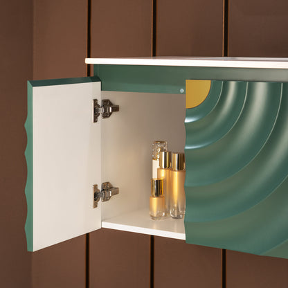 WOODBRIDGE 36" Cairo-GRN-36FW | Wall-Mounted Floating Bathroom Vanity with White Stone Top, Ceramic Undermount Sink & Green Cabinet