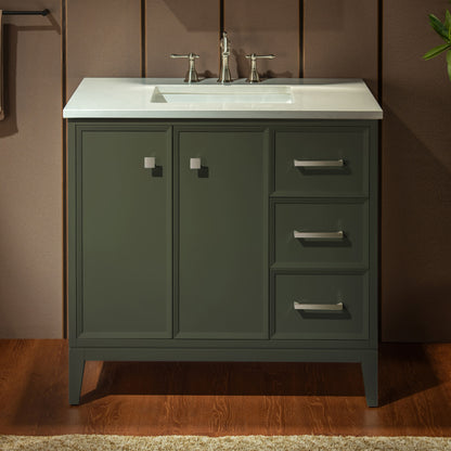WOODBRIDGE 37" | Single Sink Bathroom Vanity | Engineered Stone Top, Solid Wood Frame, Soft-Close Drawers