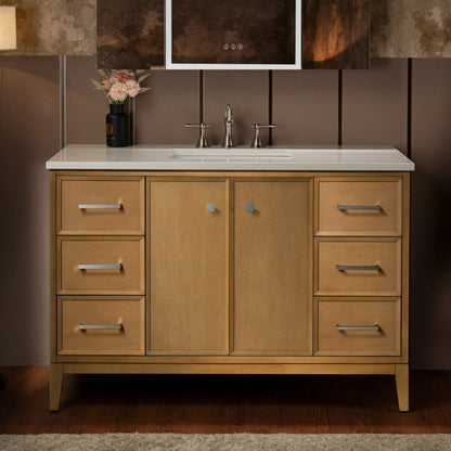 WOODBRIDGE 49" | Single Sink Bathroom Vanity | with Engineered Stone Top, Solid Wood Frame, Soft-Close Drawers