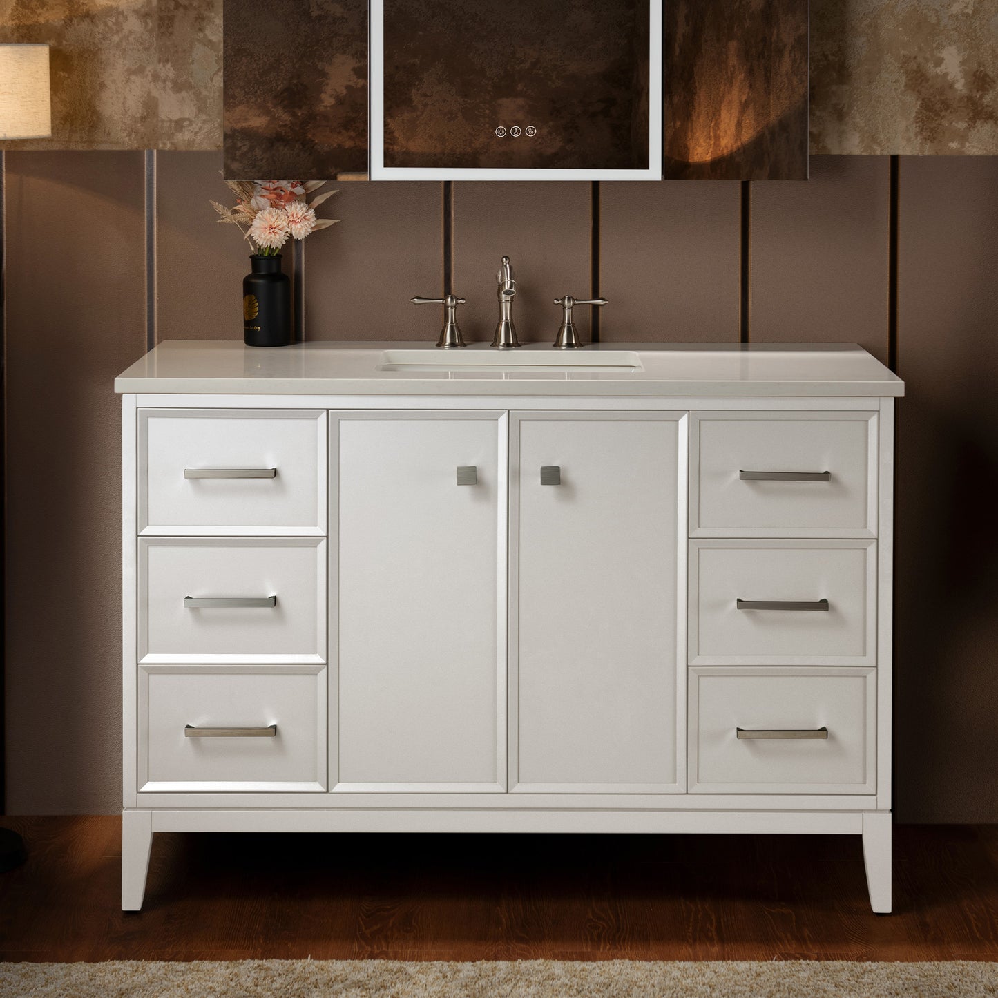 WOODBRIDGE 49" | Single Sink Bathroom Vanity | with Engineered Stone Top, Solid Wood Frame, Soft-Close Drawers