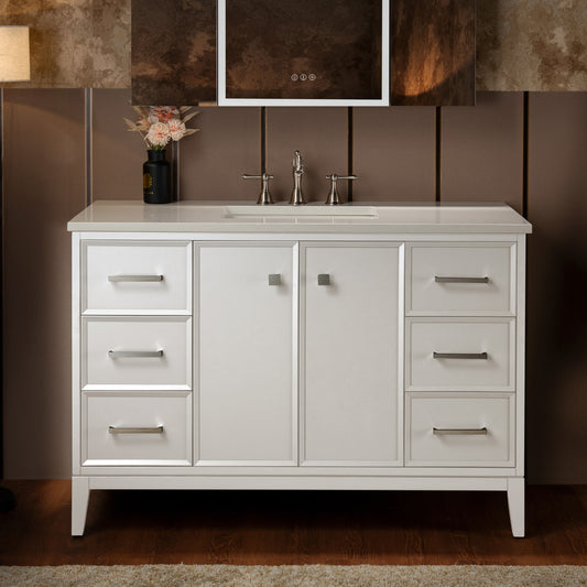 WOODBRIDGE 49" | Single Sink Bathroom Vanity | with Engineered Stone Top, Solid Wood Frame, Soft-Close Drawers
