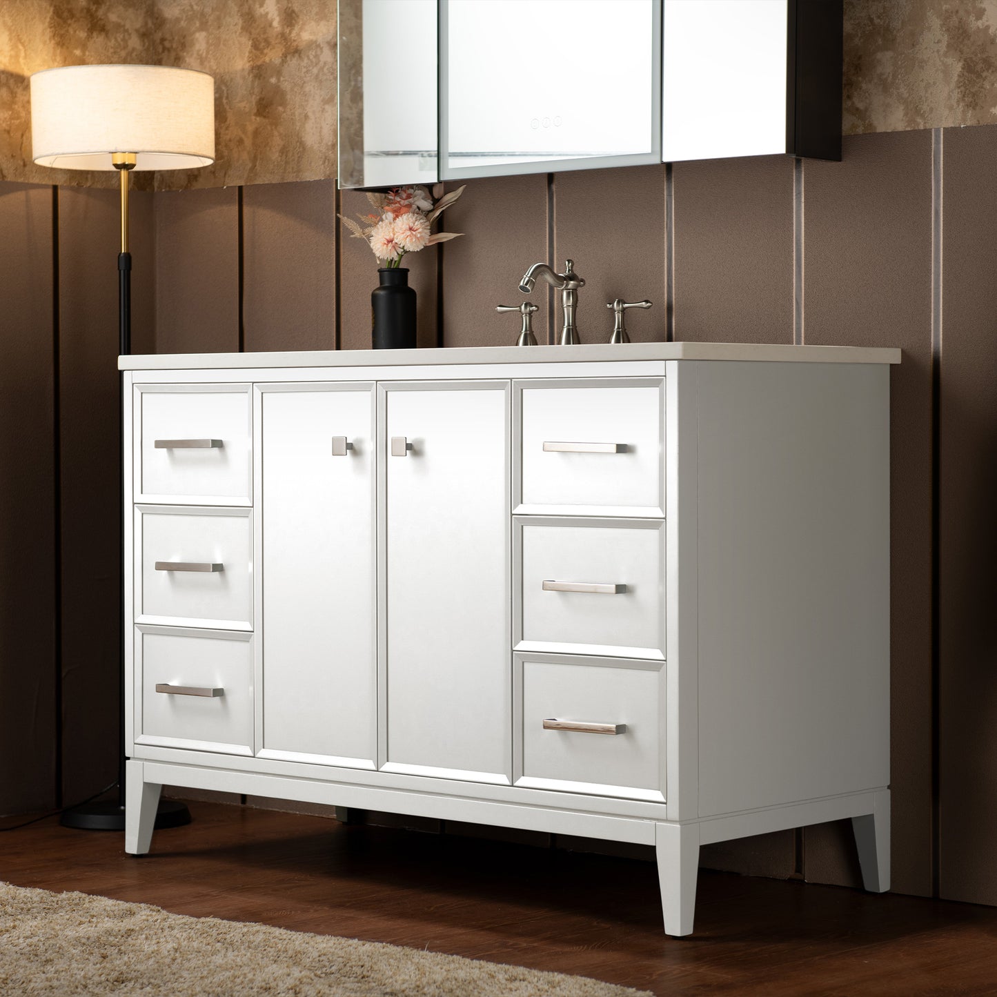 WOODBRIDGE 49" | Single Sink Bathroom Vanity | with Engineered Stone Top, Solid Wood Frame, Soft-Close Drawers