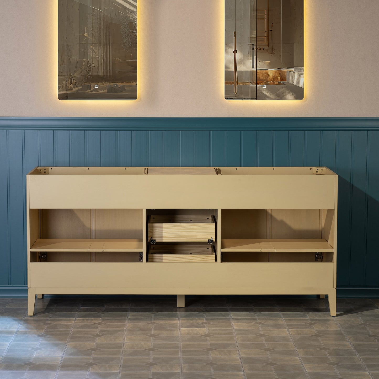 WOODBRIDGE 73" | Double Sink Bathroom Vanity | with Engineered Stone Top, Solid Wood Frame, Soft-Close Drawers
