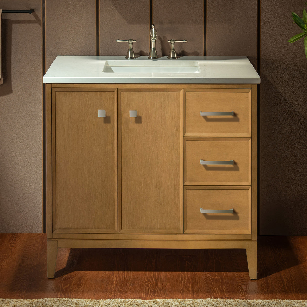 WOODBRIDGE 37" | Single Sink Bathroom Vanity | Engineered Stone Top, Solid Wood Frame, Soft-Close Drawers