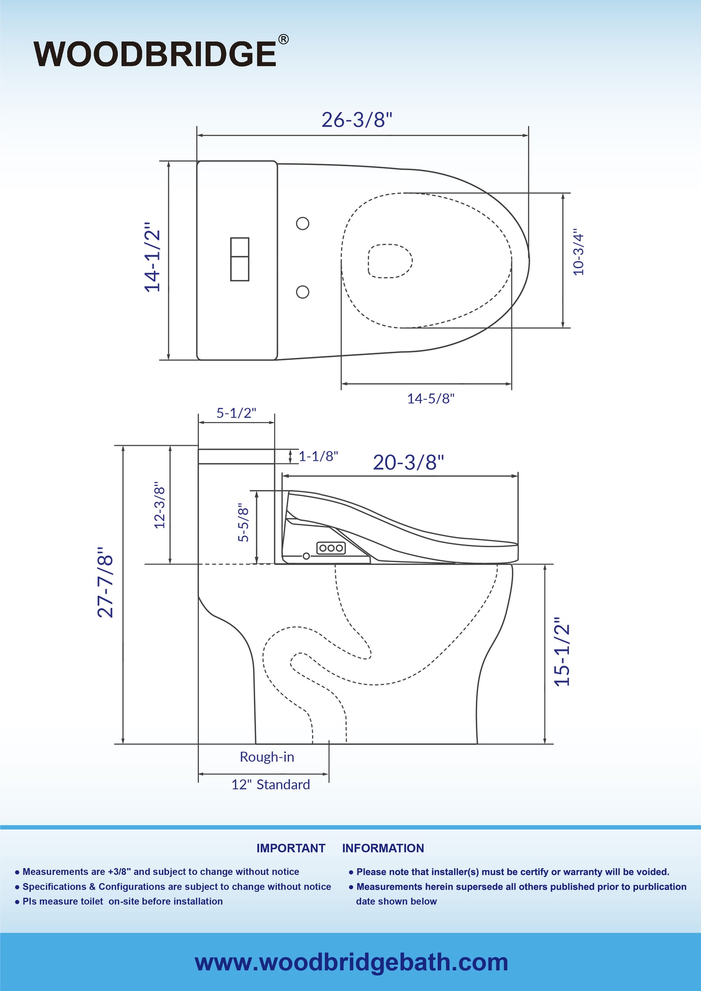 WOODBRIDGE T-0022 | Luxury One-Piece Smart Bidet Toilet | with Heated Seat, Air Dryer & Elongated Bowl, White