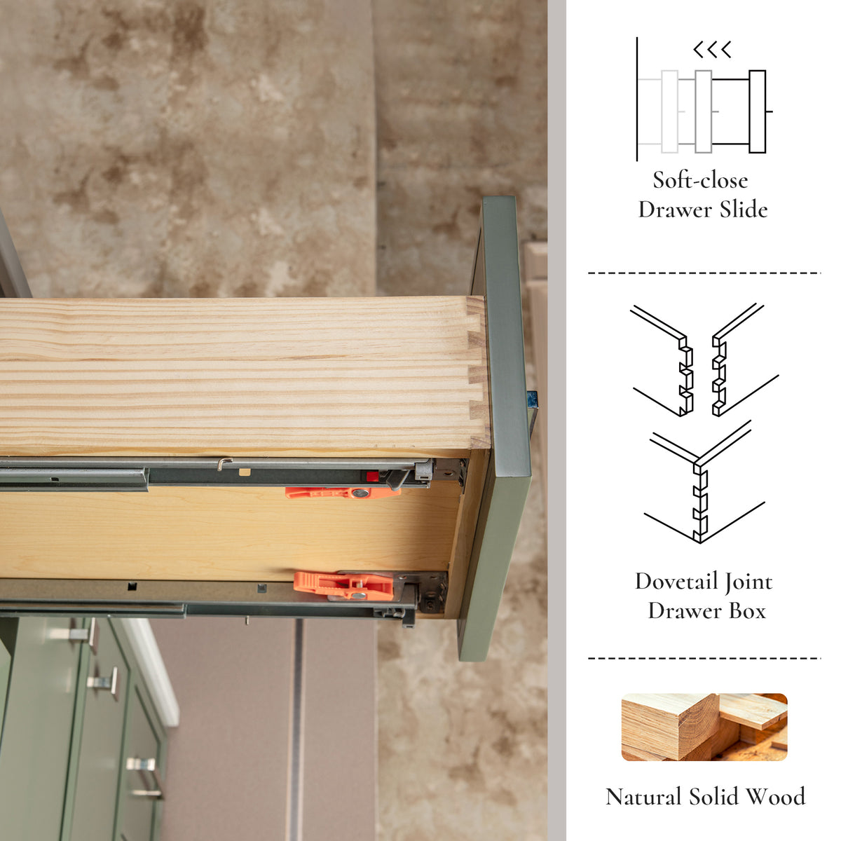 WOODBRIDGE 37" | Single Sink Bathroom Vanity | Engineered Stone Top, Solid Wood Frame, Soft-Close Drawers