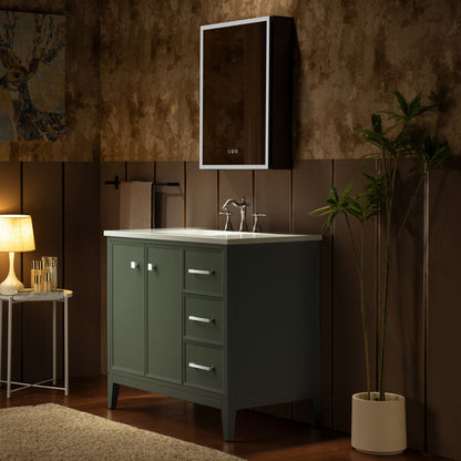 WOODBRIDGE 37" | Single Sink Bathroom Vanity | Engineered Stone Top, Solid Wood Frame, Soft-Close Drawers