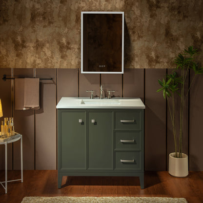 WOODBRIDGE 37" | Single Sink Bathroom Vanity | Engineered Stone Top, Solid Wood Frame, Soft-Close Drawers