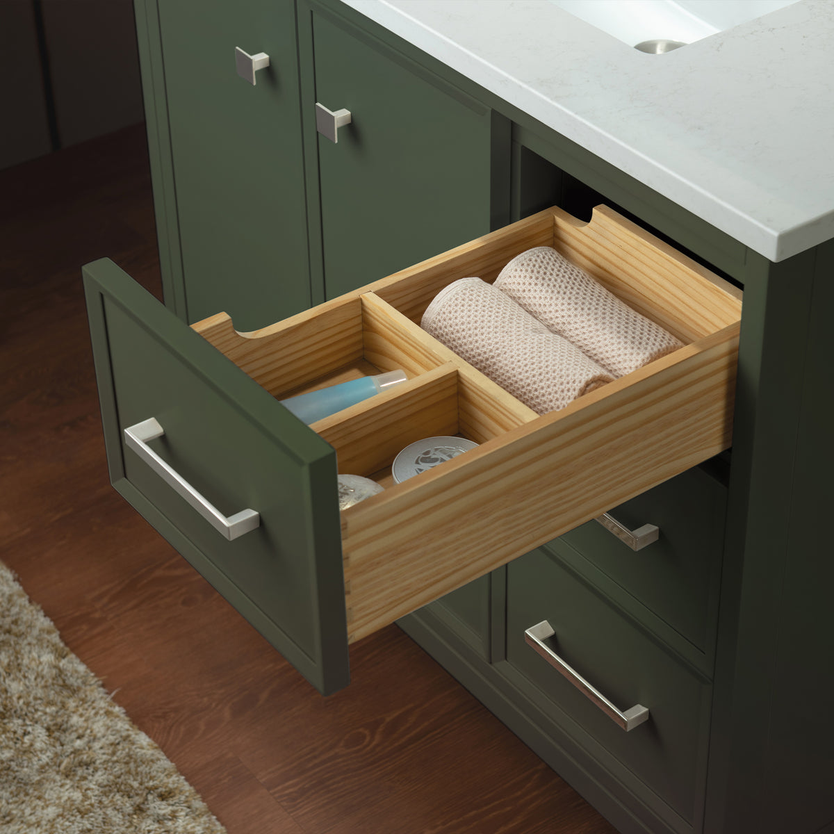 WOODBRIDGE 37" | Single Sink Bathroom Vanity | Engineered Stone Top, Solid Wood Frame, Soft-Close Drawers