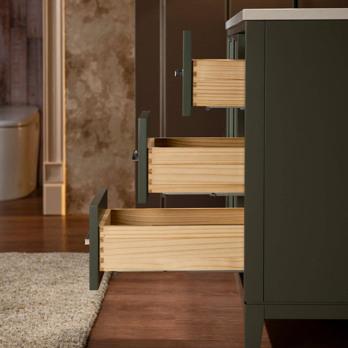 WOODBRIDGE 37" | Single Sink Bathroom Vanity | Engineered Stone Top, Solid Wood Frame, Soft-Close Drawers