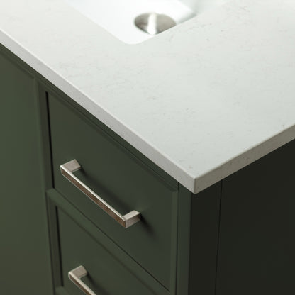 WOODBRIDGE 37" | Single Sink Bathroom Vanity | Engineered Stone Top, Solid Wood Frame, Soft-Close Drawers