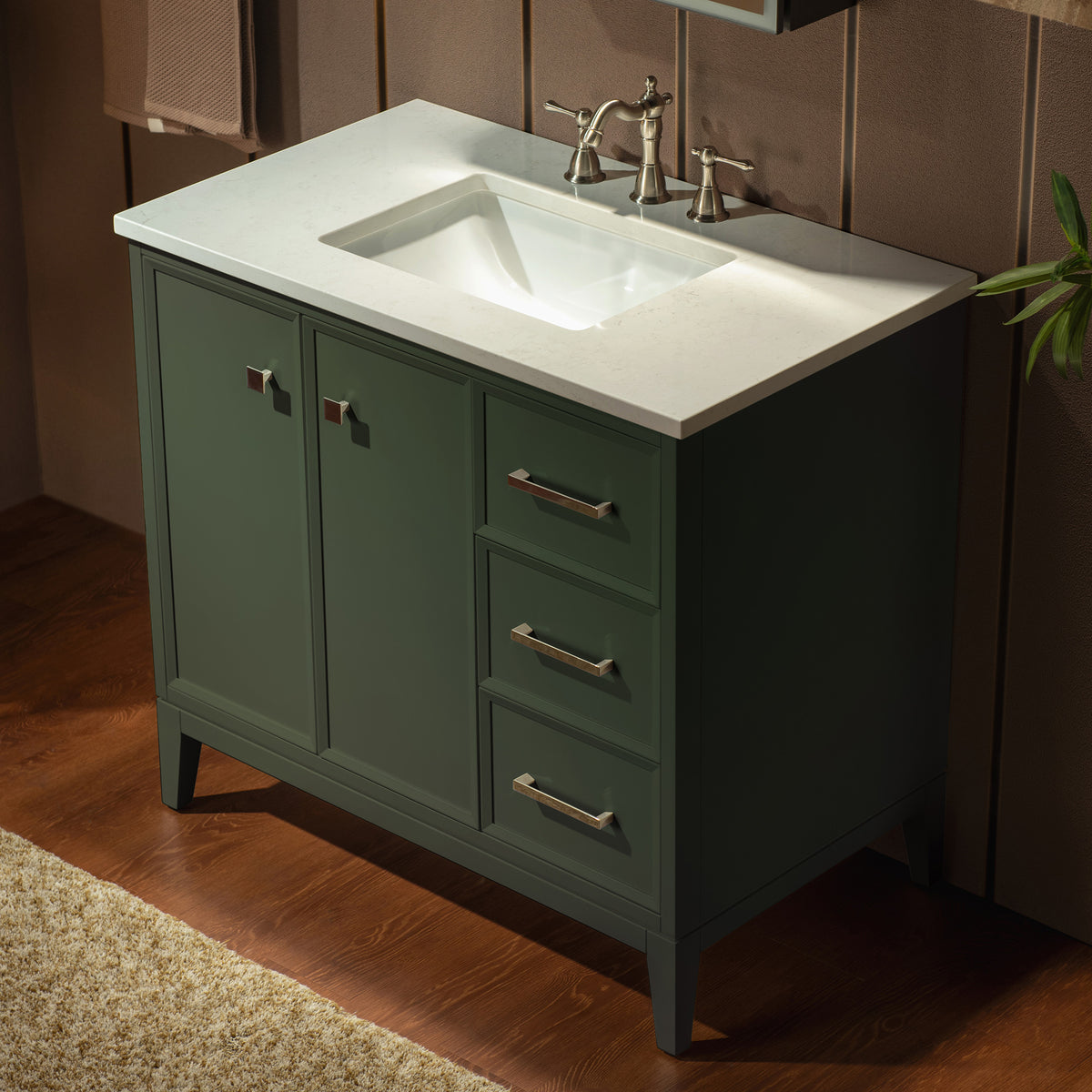 WOODBRIDGE 37" | Single Sink Bathroom Vanity | Engineered Stone Top, Solid Wood Frame, Soft-Close Drawers