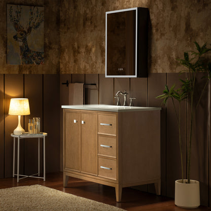 WOODBRIDGE 37" | Single Sink Bathroom Vanity | Engineered Stone Top, Solid Wood Frame, Soft-Close Drawers