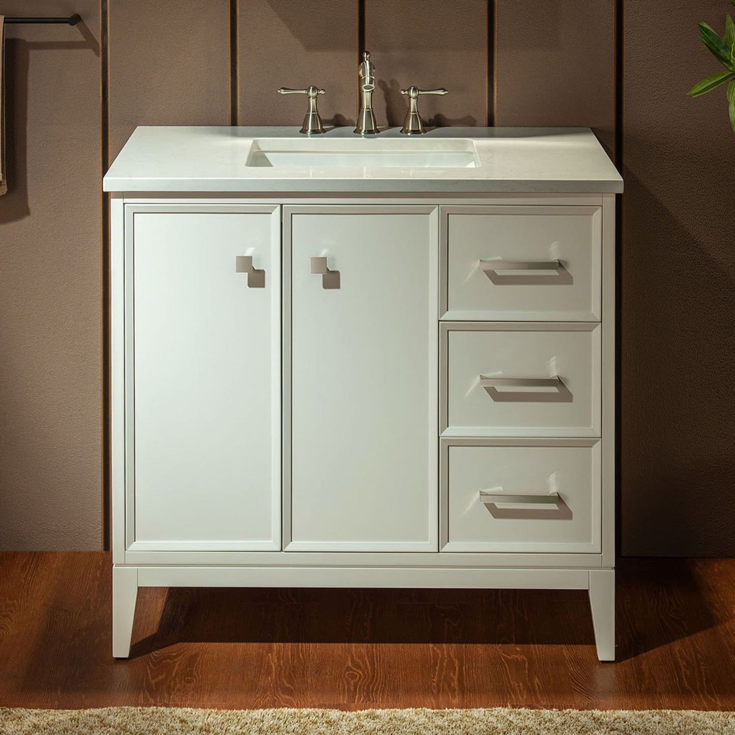 WOODBRIDGE 37" | Single Sink Bathroom Vanity | Engineered Stone Top, Solid Wood Frame, Soft-Close Drawers