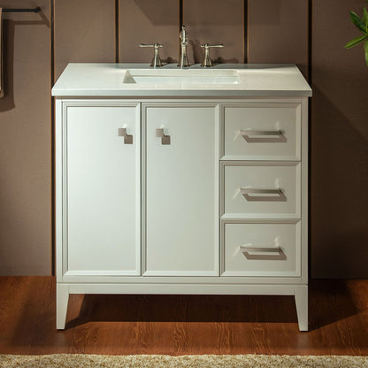 WOODBRIDGE 37" | Single Sink Bathroom Vanity | Engineered Stone Top, Solid Wood Frame, Soft-Close Drawers