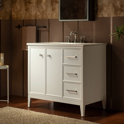 WOODBRIDGE 37" | Single Sink Bathroom Vanity | Engineered Stone Top, Solid Wood Frame, Soft-Close Drawers