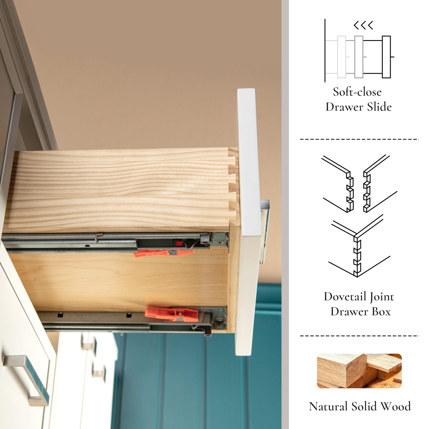 WOODBRIDGE 37" | Single Sink Bathroom Vanity | Engineered Stone Top, Solid Wood Frame, Soft-Close Drawers